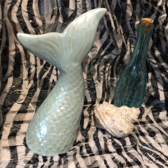 Ceramic Decorative Aqua Mermaid Tail - Picture 2 of 5